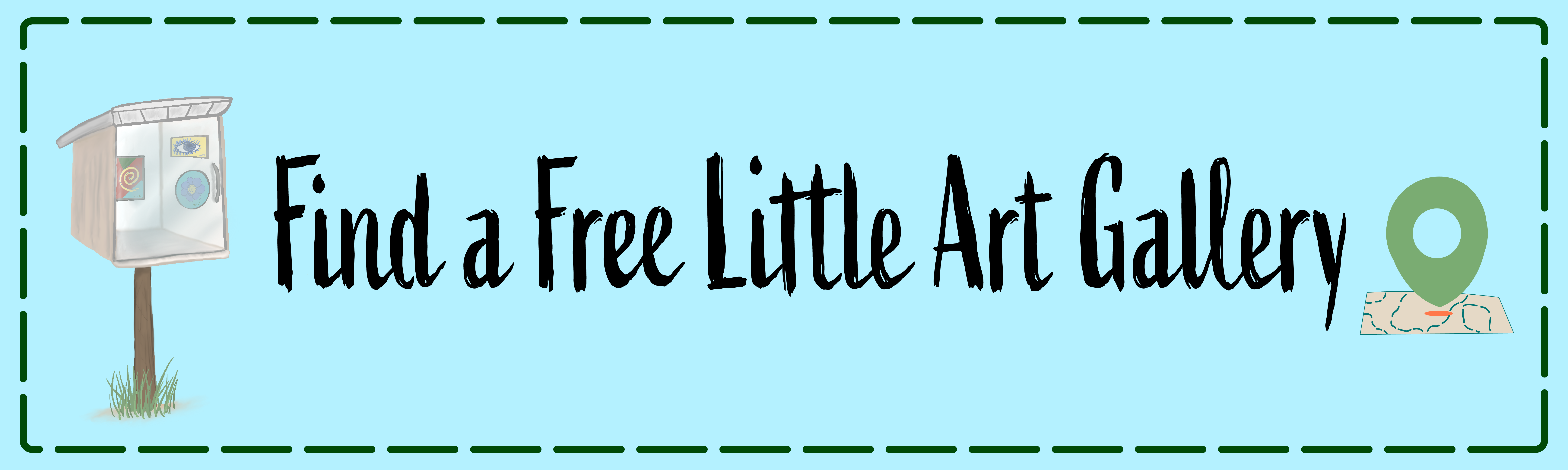 Find a Free Little Art Gallery header image with logos on either side.